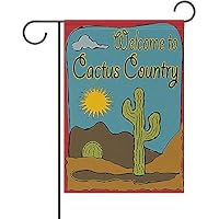Starotor Garden Flag Welcome to Cactus Country Hot Sun Desert Summer Spring Summer Yard Outdoor Decorative 12 x 18 Inch