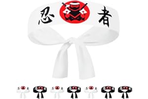 CALLARON 8pcs Japanese Ninja Headbands Set for Sushi Chefs and Karate Practitioners, Lightweight Wide Samurai
