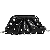 QWINEE Women's Y2k Studded Evening Bags Vintage Ruched Wedding Prom Clutch Purses Crossbody Handbags