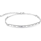 IOHUPCI Sterling Silver Bracelet Gift For Women Sister Mother Friends - Engraved Inspirational Charm Bracelets Adjustable Bangle Jewelry (I Love You To The Moon And Back).