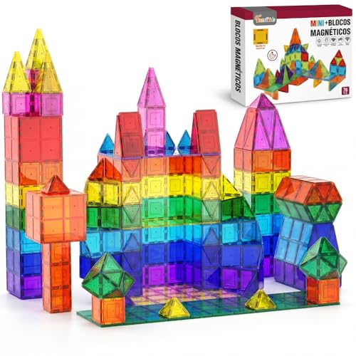 Blocos Magneticos Infantil de Montar 76 Peças, Brinquedo Educativo Construção Infantil 2D, 3D, Jogo Pedagógico para Coordenação Motora, Raciocínio Lógico, Criatividade e Aprendizado STEM