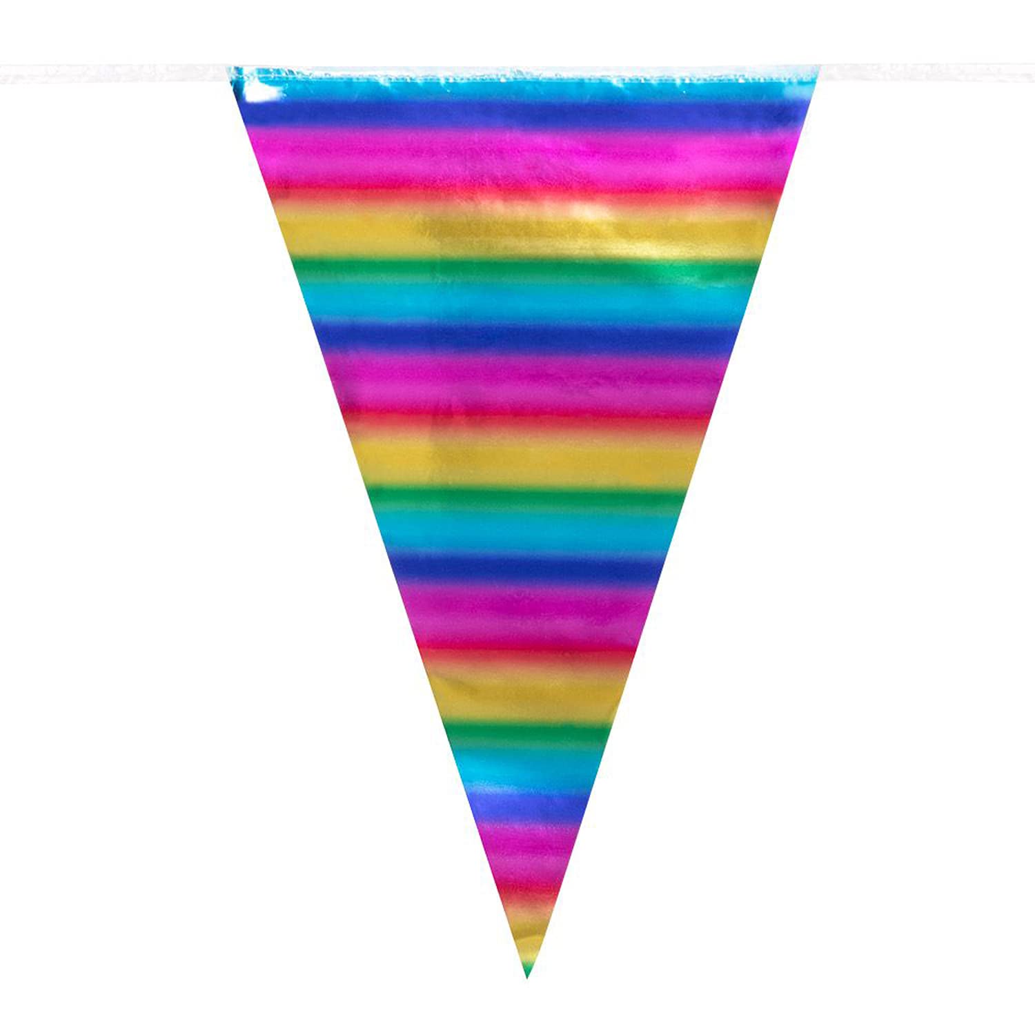 Boland 74738 – Foil Bunting Rainbow Length 10 m Multi-Coloured Plastic Garland Hanging Decoration Birthday CSD Carnival Theme Party