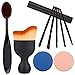 Kaptron Makeup Brush Set, Contour, Eyeshadow & Blush Brush, Oval Toothbrush Curve Brush with Brush Cleaner Washing Brush Glove Scrubber Board and Flawless Cosmetic Puff - Set of 10 pieces