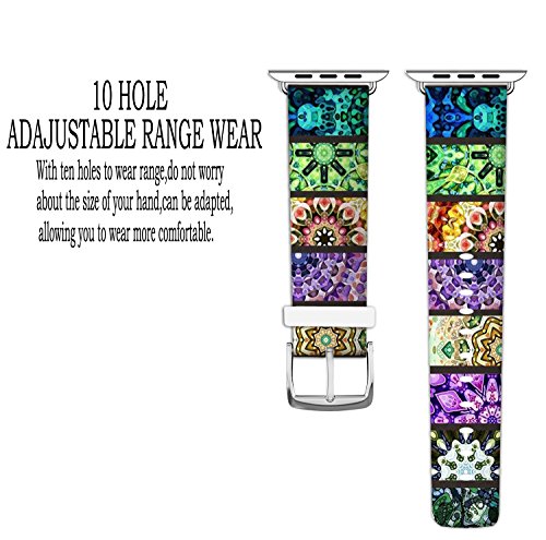 Apple Watch Band 38mm,Ecute Replacement Band Leather Iwatch Strap With Silver Metal Clasp for Iwatch 38mm Series 3/Series 2/Series 1/Edition/Sport - Multicolor Floral