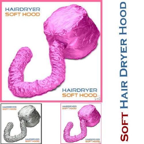 Hair Dryer Hood Bonnet Attachment, Soft Hood in two Colour - Pink / Silver (Silver Hood)