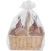 (2 Pack) A1BakerySupplies Basket Size Large Premier Quality Organza Fabric Bags Sheer Fabric Gift Pouch 22.5" x 25" (White)