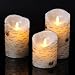 Enpornk ZW10003 Flameless Candles with brich Effect Set of 3 Dripless Real Wax Pillars Include Realistic Dancing LED Flames and 10-Key Remote Control with 24-Hour Timer Function, Birch 4