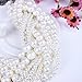 White Round Pearl Beaded Twist Torsade Multiple Layers Choker Collar Necklace