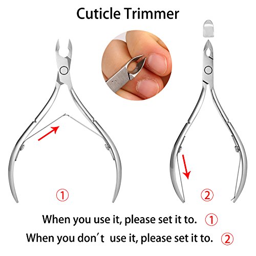 Nail Clippers Cuticle Nipper Pusher Manicure Set, AImi Professional Nail Polish Remover Tool Gel Nail Art Kit - Stainless Steel,Travel, Gift - 7 Pcs (Manicure set, Black)