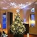 MAOYUE Christmas Tree Topper Snowflake Tree Topper Star Tree Topper with Projector Lighted Christmas Tree Topper for White Christmas Tree Decorations, Snowflake Decorations, Silver