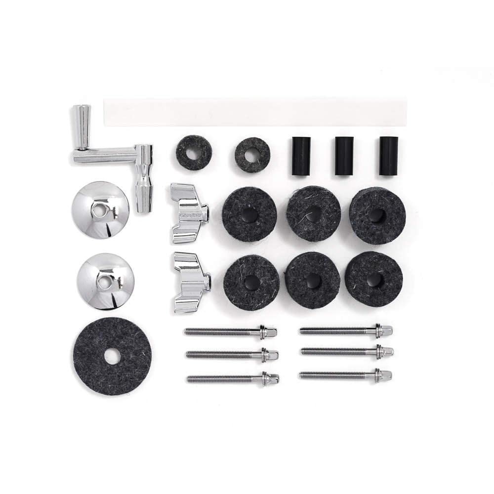 Gibraltar Accessory Drum Set - Drum Set Tech Kit - wing nuts, clamp screw, clamp screw washer for cymbals, cymbal tilter sleeve, felts, crank-shaped drum key, Snare Nylon Strip - SC-DSTK