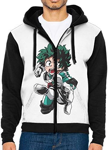 xingjiewangluo Men's My Hero Academia Cospaly Long Sleeve Full Zip Up Hoodie Sweatshirt Jackets Casual Active Hooded
