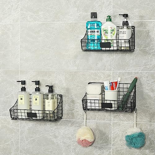 Xcosrack Wall Basket Hanging Basket Storage with 5 S Hooks 3 Label