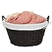 Household Essentials Round Wicker Laundry Basket with Handles, Whimsical Water Hyacinth Basket, Supportive Metal Frame, Removable Polyester Liner, Handwoven, Well-Structured and Versatile, Brown