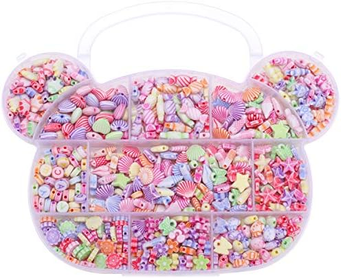 Birthday Gifts for Girls Age 4 to 8 Years Old, NeWisdom DIY Girls Pop Beads Jewelry Making Kit – Bear Cartoon