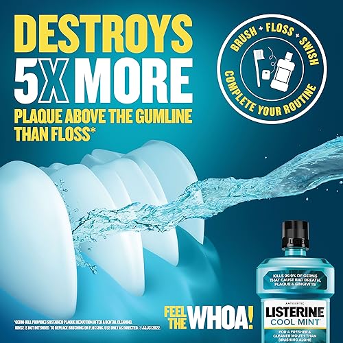 Listerine Cool Mint Antiseptic Mouthwash, Daily Oral Rinse Kills 99 of