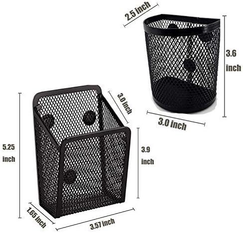Vetoo 2 Pack Mesh Storage Basket Organizer, Magnetic Pen & Pencil Holder for Refrigerator Whiteboard, Locker Accessories - Image 4