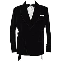 ジャケット・アウター 80s Cotton Black Velour Smoking Jacket Black Velvet Smoking Jacket with Paisley Lining for Women