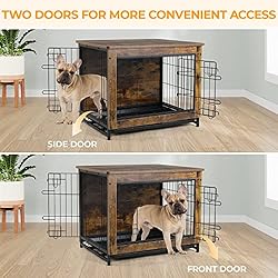 TLSUNNY Dog Crate Furniture, Wooden Side End