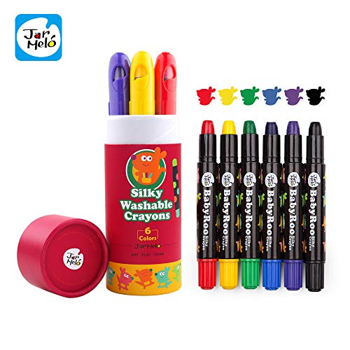 Jar Melo Washable Crayons -6 Colors; Non Toxic; 3 In 1 Effect (Crayon- Pastel- Watercolor); Slick; Twistables Gel Crayons; Barrel Crayons; Art Tools; Silky Crayons; Jumbo