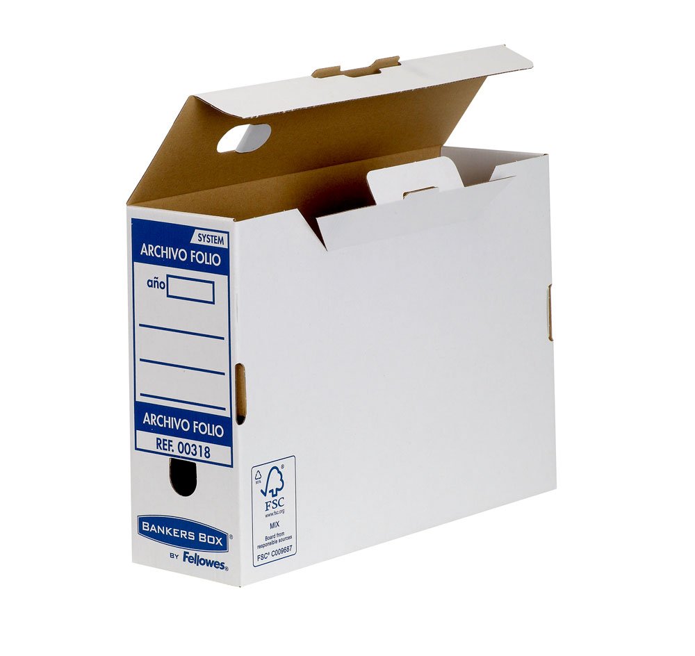 Bankers Box 0031802 - Definitive Archive Box System Spine 100 mm, Folio, Automatic Assembly, White and Blue Color