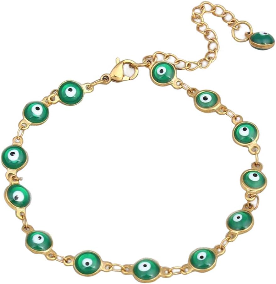 Amesii Charms Lucky Bracelet Ethnic Turkey Bangle Cuff Evil Eye Enamel Chain Amulet Jewelry Women Lady