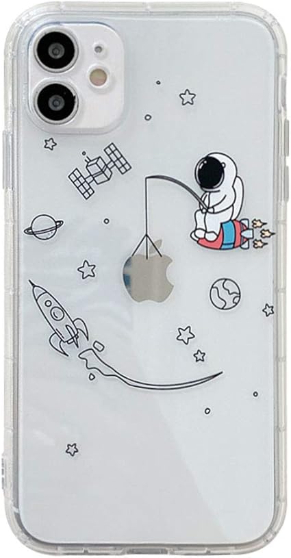 Amazon Co Jp Mayababy ケース Iphone 12ケース かわいい漫画宇宙飛行士 クリアケース シンプル 透明 Tpuカバー アイフォン12カバー シリコンのtpuソフトケース 韓国 男女 携帯カバー キャラクター 薄型 人気 オシャレ 耐衝撃 ファッション 全面保護カバー 携帯ケース