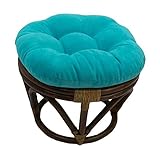 International Caravan Furniture Piece Rattan Ottoman with Micro Suede Cushion