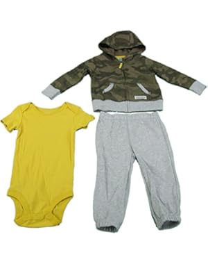 Carter's 3-Pc Boys 9 Months Bodysuit, Fullzip Jacket, Pants Set Camo/Gray