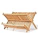 Natural Bamboo Dish Drying Rack, SZUAH Collapsible Dish Plate Drainer Rack, 2-Tier Dish Drying Holder, with 19 Slats
