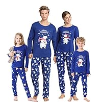 Hupohoi Family Matching Pajama Sets Cute Polar Bear Sleepwear Christmas Clothes Nighty, Christmas Bear Blue, Men-XL