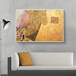 Floating Framed for Living Room Bedroom Golden Abstract...