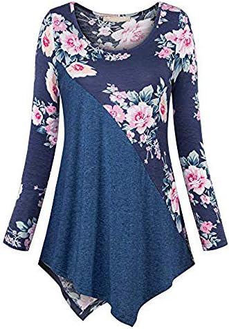 NRUTUP Women Plus Size Long Sleeve Print O-Neck Button Pullover Tops Shirt Blouse
