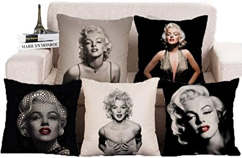 Tian Tang Niao 5PCS/Set Home Decor Sofa Pillowcase Throw Pillow Covers 2018 Printing Marilyn Monroe Linen Square Back Cushion Case For Living Room Bedroom