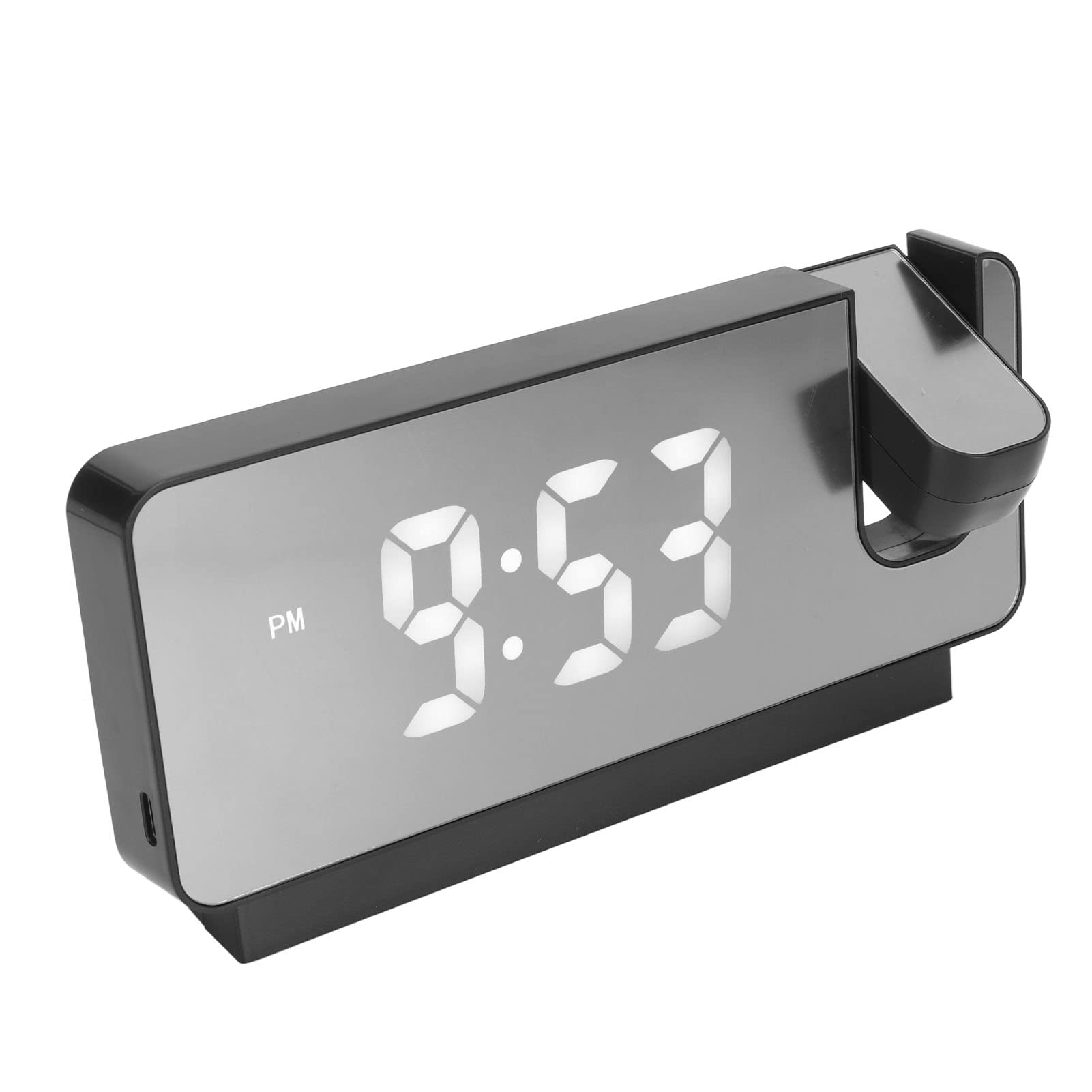 Alarm Clocks for Bedrooms, Projection Digital Alarm Clock on Ceiling Wall with Time, Date and Temperature Display, 180° Wide Angle Projection, Snooze Usb Powered Mirror Alarm Clock (Black)
