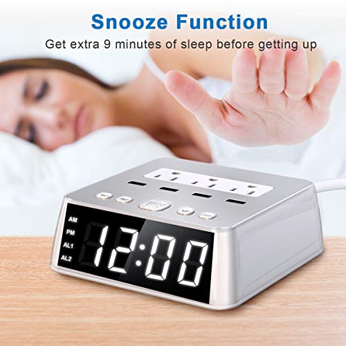 Dual Alarm Clock with USB Charger,Alarm Clock Charging Station Dock