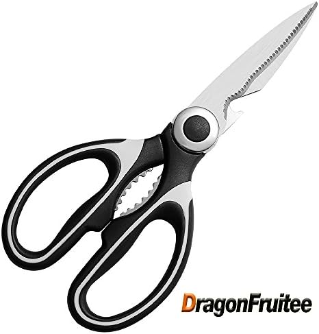 Kitchen Shears, DragonFruitee Heavy Duty Scissor Kitchen Grade [Stainless Stee] Multi-Purpose Utility Blade Cutter for Chicken,Poultry,Fish,Meat,Vegetables,Seafood,BBQ - As Sharp As Any Knife