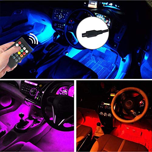 Interior Car Lights, YANF Car LED Strip Lights 4pcs 36 LED Under Dash Lighting Kit Multicolor Music Car Strip Light with Sound Sensor and Wireless Remote Control, DC 12V