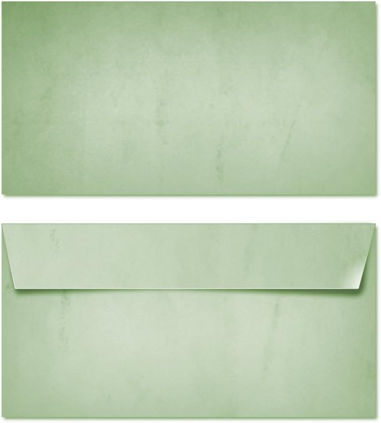Partycards Pack of 50 Green Envelopes Without Window, 100 g/m², Retro Look, Coloured Envelopes, DIN Long - Image 3