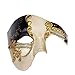 Half Face Men's Phantom of The Opera Vintage Design Venetian Carnival Masquerade Mask (Beige & Black)