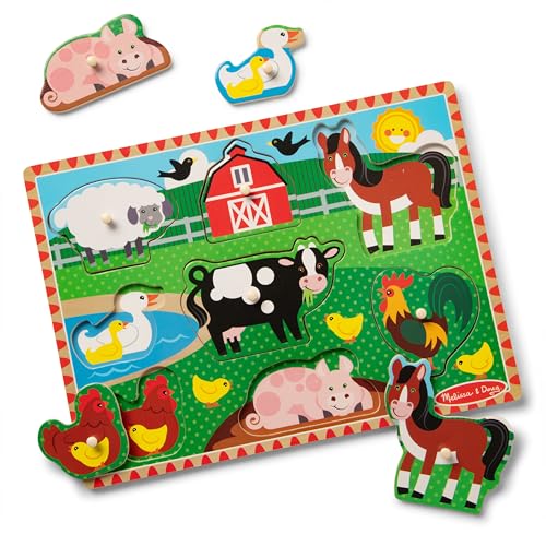 Melissa & Doug Farm Wooden Peg Puzzle (8 pcs)