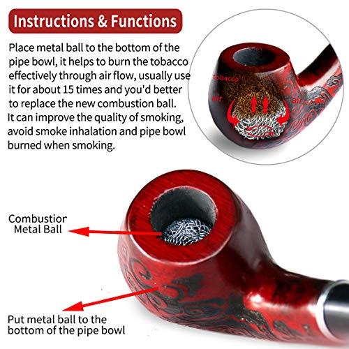 Joyoldelf Wooden Tobacco Smoking Pipe with 3in1 Pipe Scraper + 2 Cork