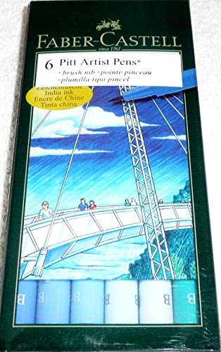 Faber-Castell India Ink PITT Artist Pen Brush Set, Shades of Blue