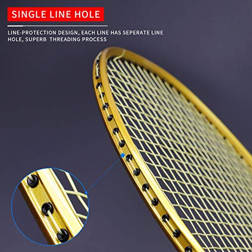 OPPUM Graphite Badminton Racket Integral Moulding Craft Racket Full Carbon Fiber Material Lightweight 1 Player Badminton Racquet-Gold