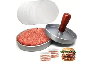 1pc Aluminum Burger Press Tool for Making Homemade Patties, Includes 100 Patty Papers, Non-Stick, Ideal for BBQ Grill, Dishwa