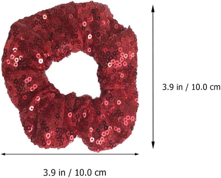 Minkissy 2PCS Christmas Hair Scrunchies Sequins Hair Ties Elastics Bobbles Hair Bands for Women Girls Holiday Ponytail Holders Hair Accessories (Red) - Image 3