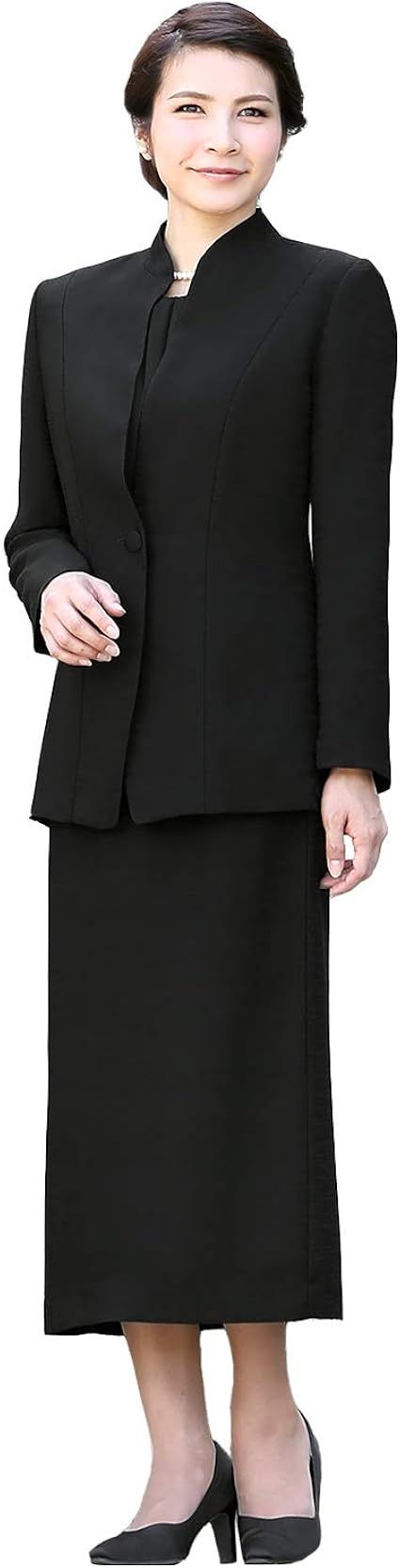 Amazon Co Jp ニナーズ 喪服 レディース ブラックフォーマル スーツ 礼服 ロング丈 大きいサイズ スカート 日本製生地 黒 フォーマル 30代 40代 50代 Hb 1478js 服 ファッション小物