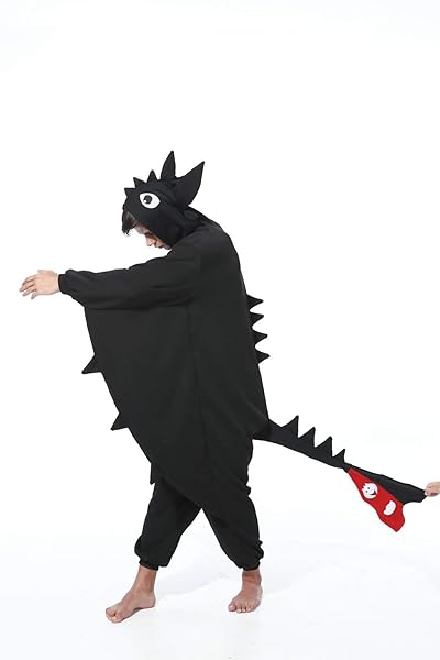 KAGUSTER UNISEX ADULT ANIMAL PAJAMAS SLEEPWEAR COSTUME PLUSH ONE-PIECE COSPLAY BLACK