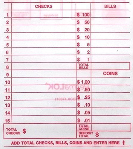 Service Central CA B511A Clear 6 x 9 PermaLok Cash Transmittal bag for Cash Drop, 50 / pack