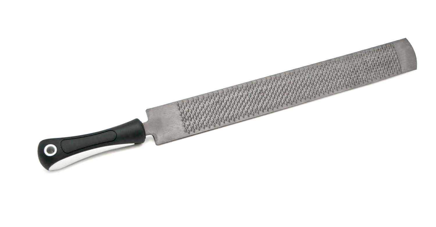 Reitsport Amesbichler AMKA Hoof Rasp with Anatomically Shaped Handle with Fine and Coarse Teeth Approx. 35 cm Long with Plastic Handle